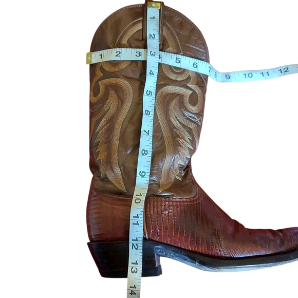 Tony Lama Vintage Black Label 8540 Brown Leather Exotic Teju Lizard Western - Picture 14 of 16